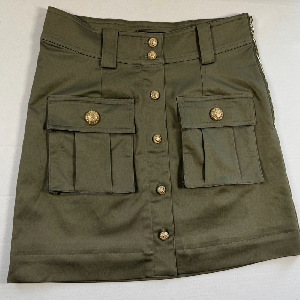 Generation Love NY Olive Cargo Mini Skirt Gold Buttonsâ Utility Military Chic 3